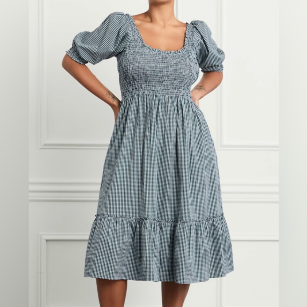 Hill House Blue Gingham Midi Dress